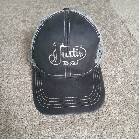 Justin Boots Other - Justin Boots Trucker Hat Gray Mesh Back Adjustable Snapback Baseball Cap